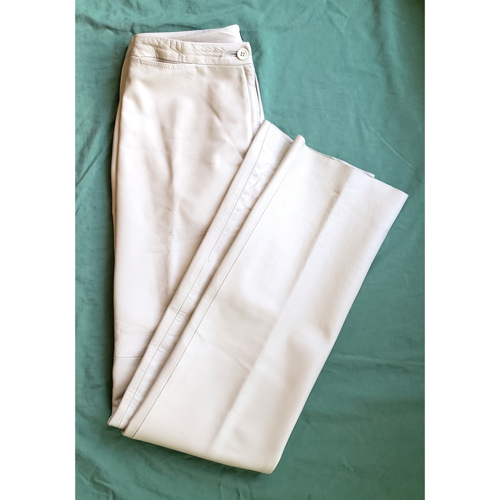 BCBGMAXAZRIA Ivory White Leather Pants